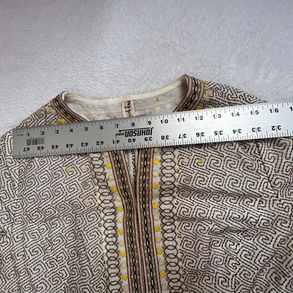 Elie Tahari Womens Embroidered Cotton Silk Blend Jacket Large Beige Printed - Picture 7 of 9